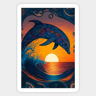 Dolphin and Watery Sunset Sticker